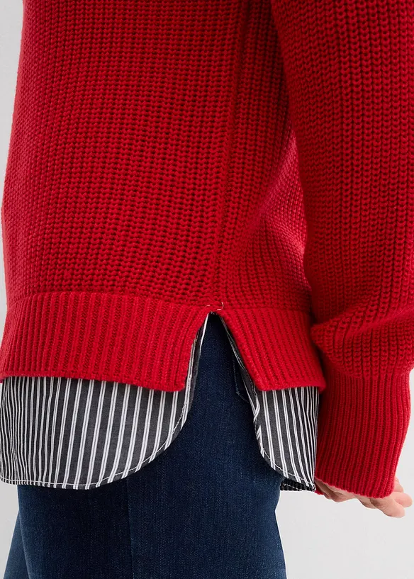 Maglione con inserto di camicia, bonprix