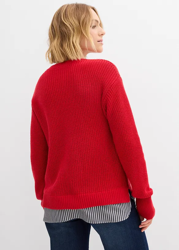 Maglione con inserto di camicia, bonprix