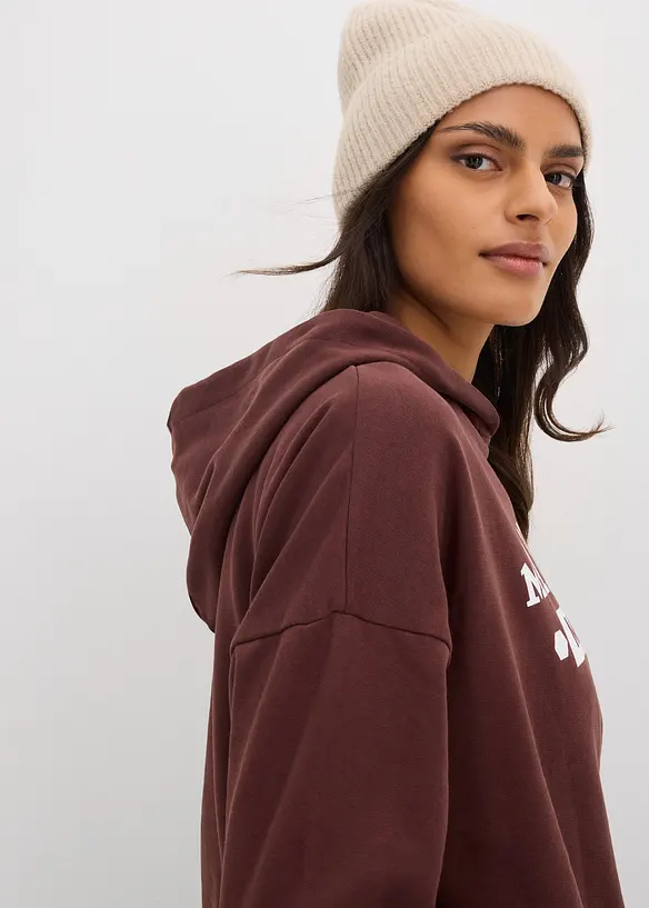 Felpa oversize con cappuccio in puro cotone, bonprix