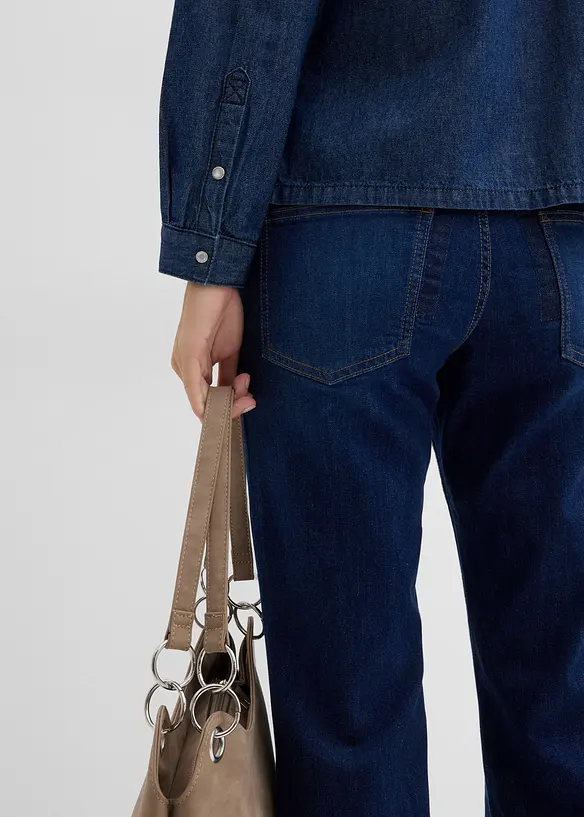 Camicia in denim in puro cotone con volants, bonprix
