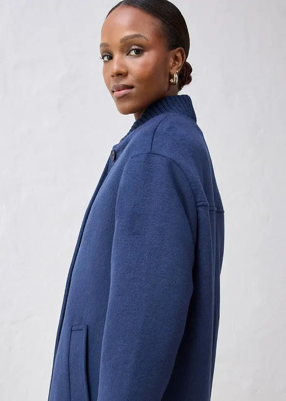 Giaccone in lana con finiture a maglia, bonprix