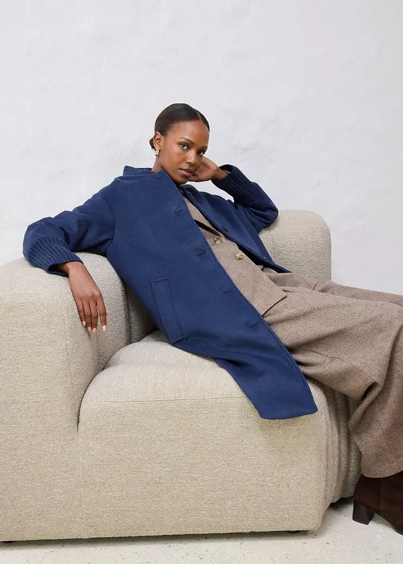 Giaccone in lana con finiture a maglia, bonprix