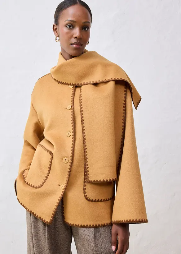 Giacca in lana con ricamo decorativo (set con sciarpa), bonprix