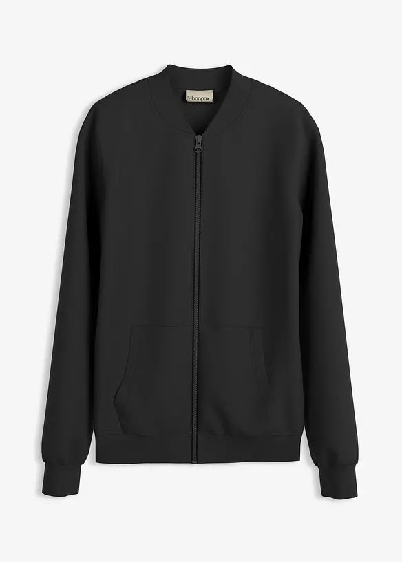 Felpa con zip in tessuto effetto neoprene, bonprix