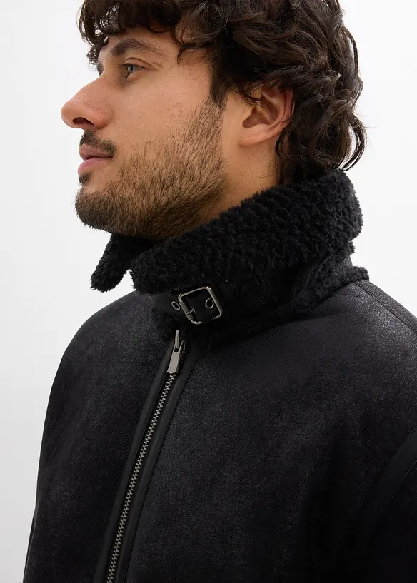 Giacca in similpelle con fodera teddy, bonprix