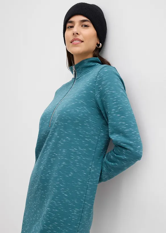 Abito in felpa con mezza zip, bonprix