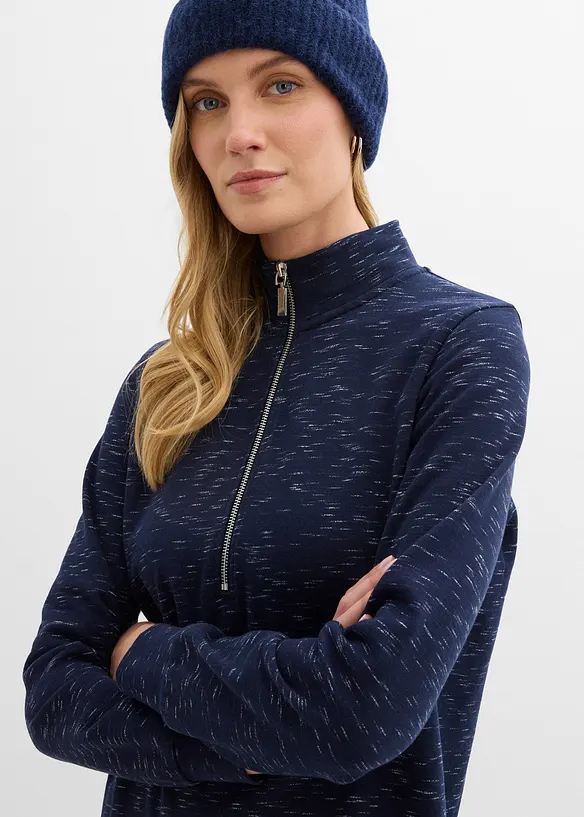 Abito in felpa con mezza zip, bonprix