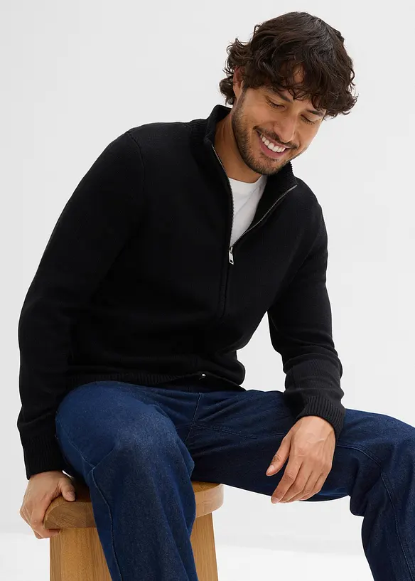 Cardigan con collo dritto e cotone riciclato, bonprix