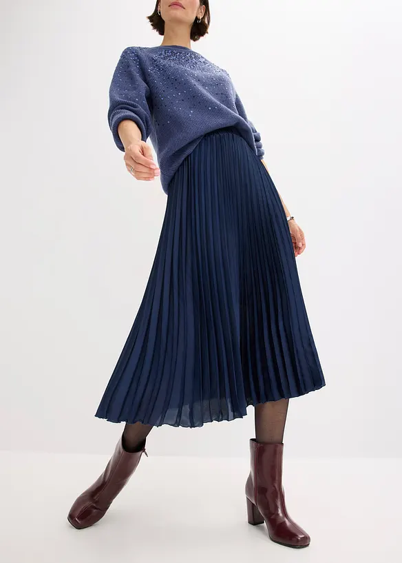 Gonna plissettata in satin fine, bonprix