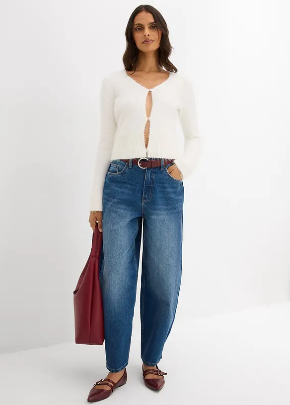 Cardigan in filato fine effetto piuma, bonprix