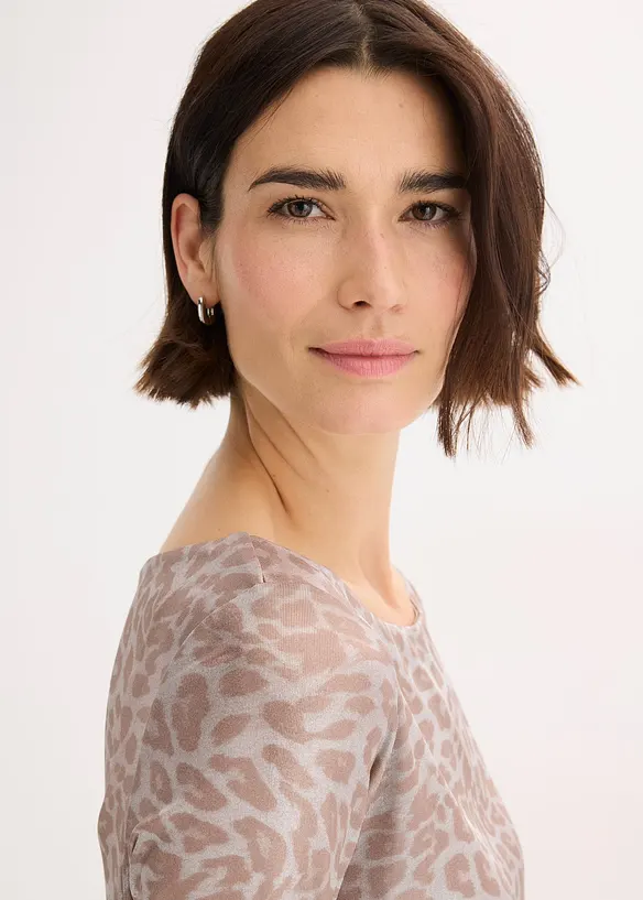 Maglia leopardata in fantasia lucida, bonprix