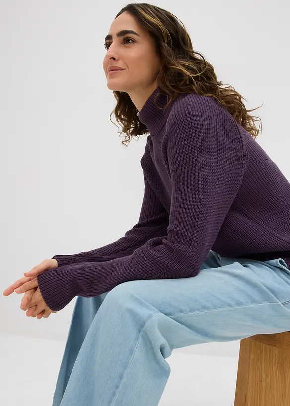 Maglione a coste di puro cotone biologico, bonprix