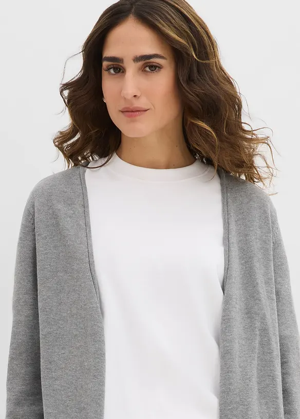 Cardigan lungo con bordi arrotolati, bonprix