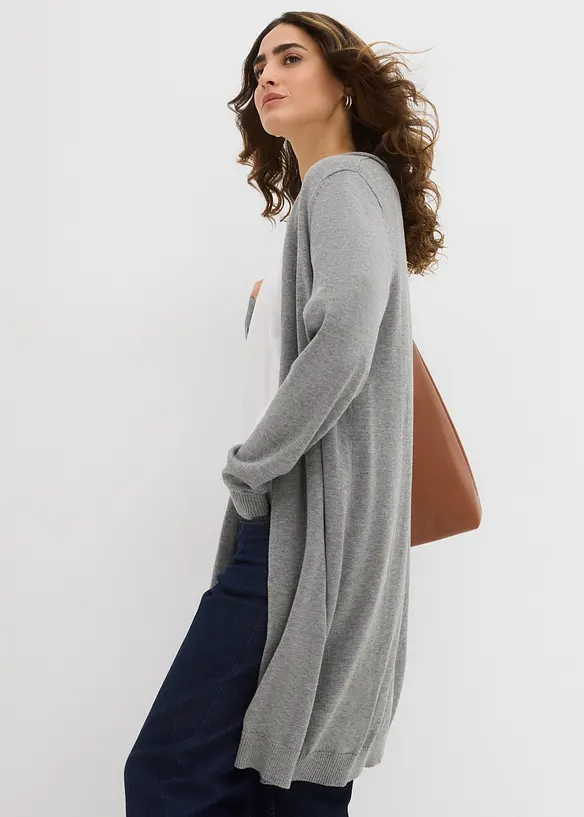 Cardigan lungo con bordi arrotolati, bonprix