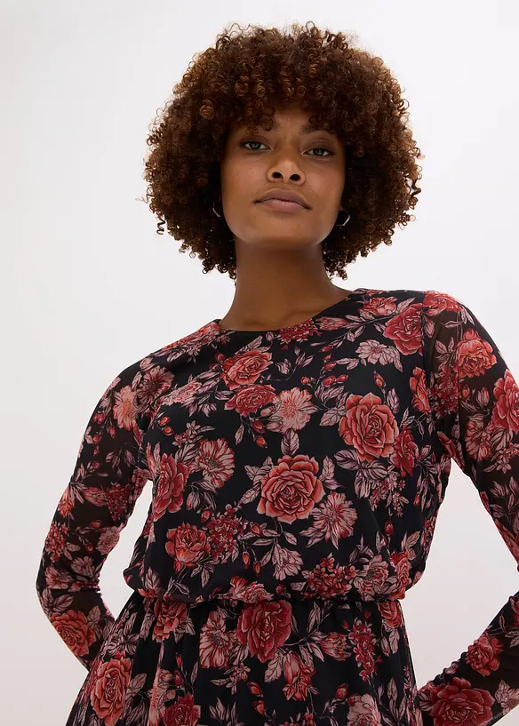 Abito midi in morbido mesh, bonprix