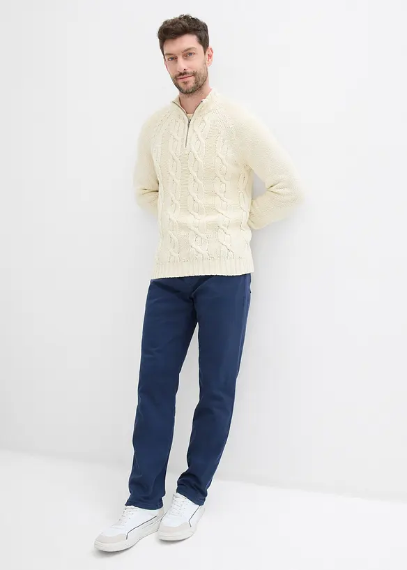 Pantaloni termici elasticizzati con fodera in flanella straight, regular fit, bonprix