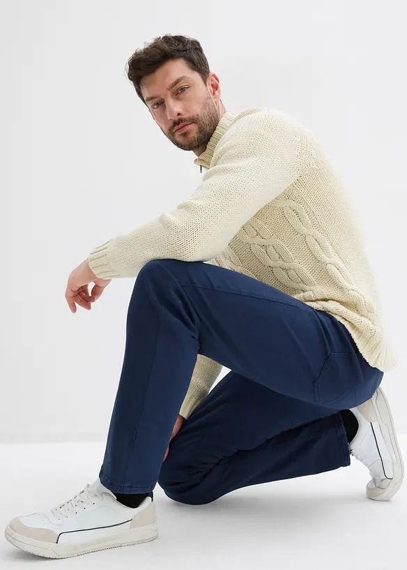 Pantaloni termici elasticizzati con fodera in flanella straight, regular fit, bonprix