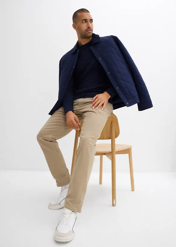 Pantaloni termici elasticizzati con fodera in flanella straight, regular fit, bonprix