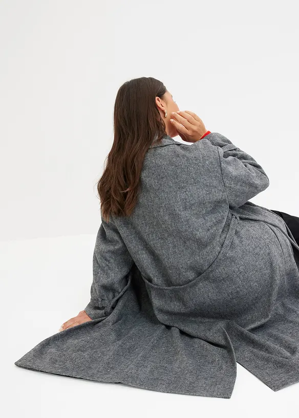 Cappotto con cintura e motivo a spina di pesce, bonprix