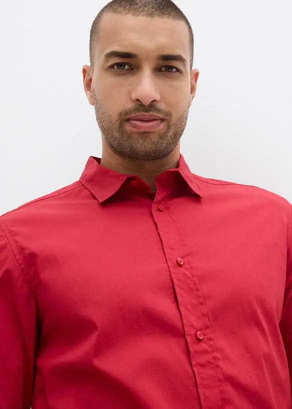 Camicia elasticizzata con cotone, slim fit, bonprix