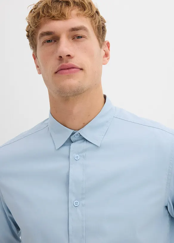 Camicia elasticizzata con cotone, slim fit, bonprix