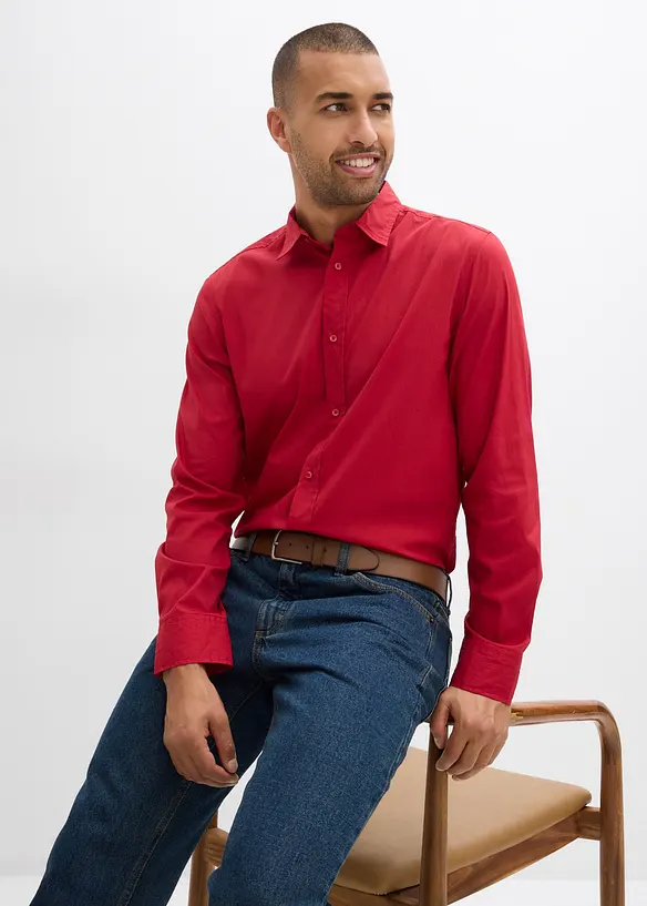 Camicia elasticizzata con cotone, slim fit, bonprix