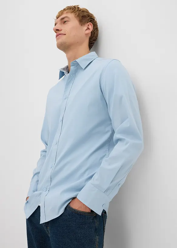 Camicia elasticizzata con cotone, slim fit, bonprix