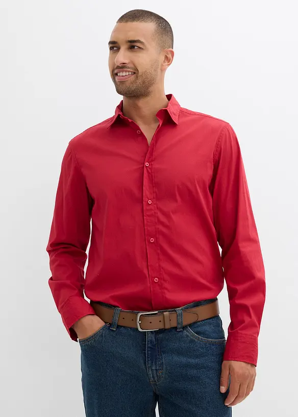 Camicia elasticizzata con cotone, slim fit, bonprix