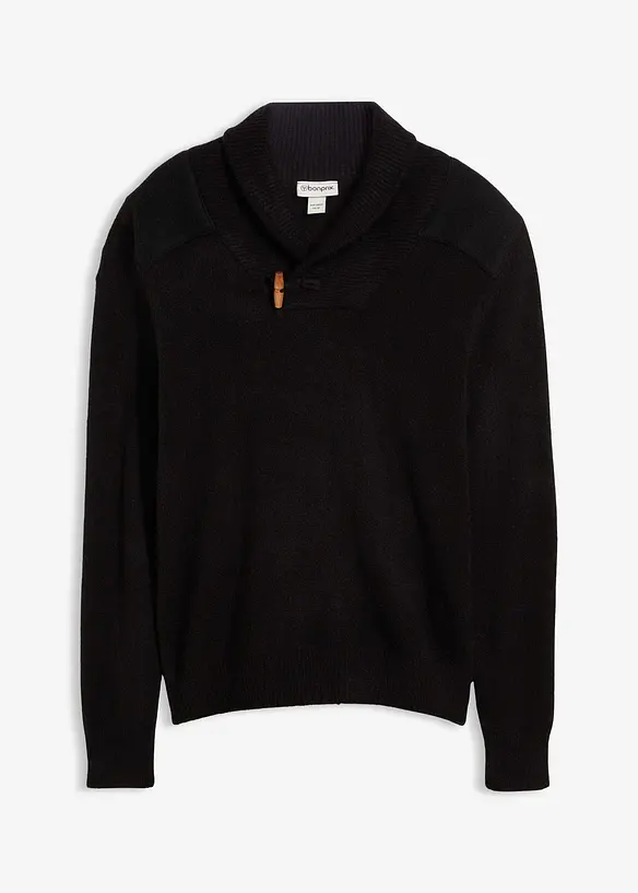 Maglione in filato fine con collo a scialle, bonprix