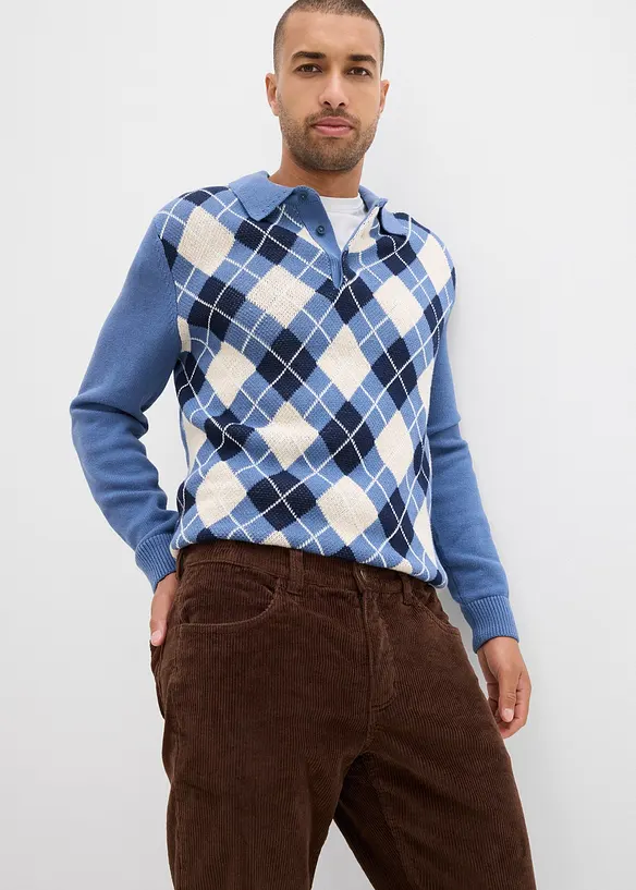 Pantaloni termici in velluto a coste con fodera in flanella relaxed fit, straight, bonprix