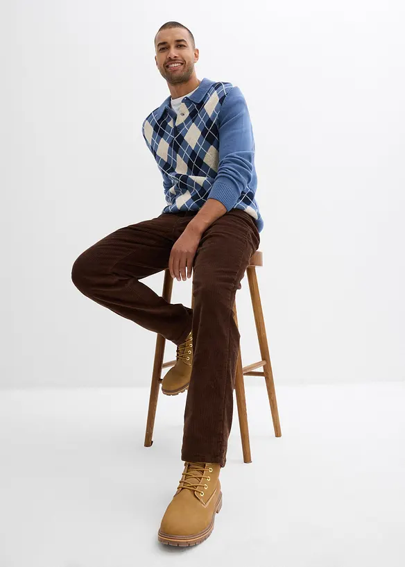 Pantaloni termici in velluto a coste con fodera in flanella relaxed fit, straight, bonprix