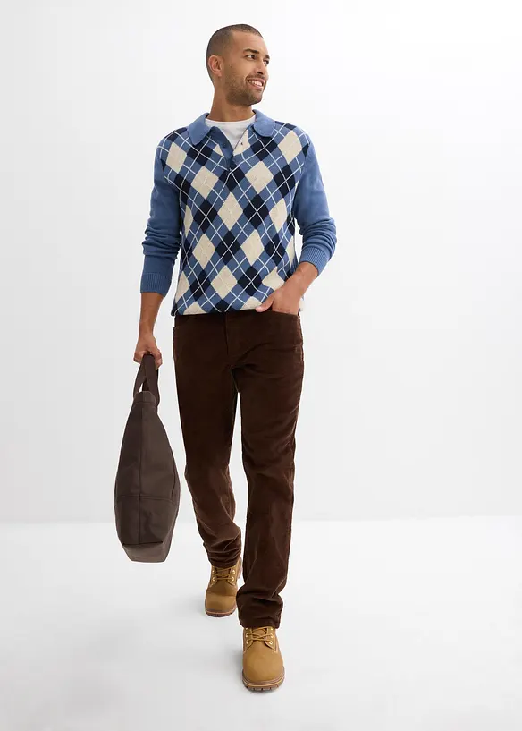 Pantaloni termici in velluto a coste con fodera in flanella relaxed fit, straight, bonprix