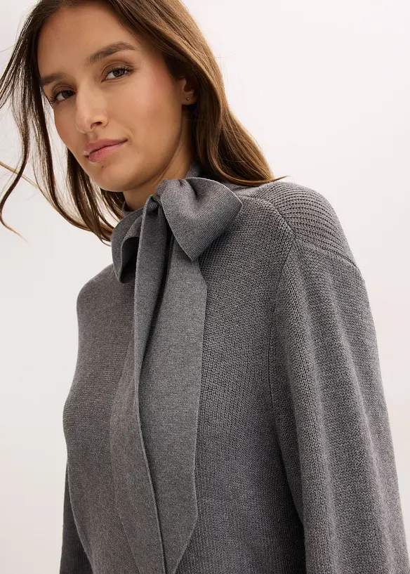 Abito in maglia con fiocco in misto viscosa morbido, bonprix