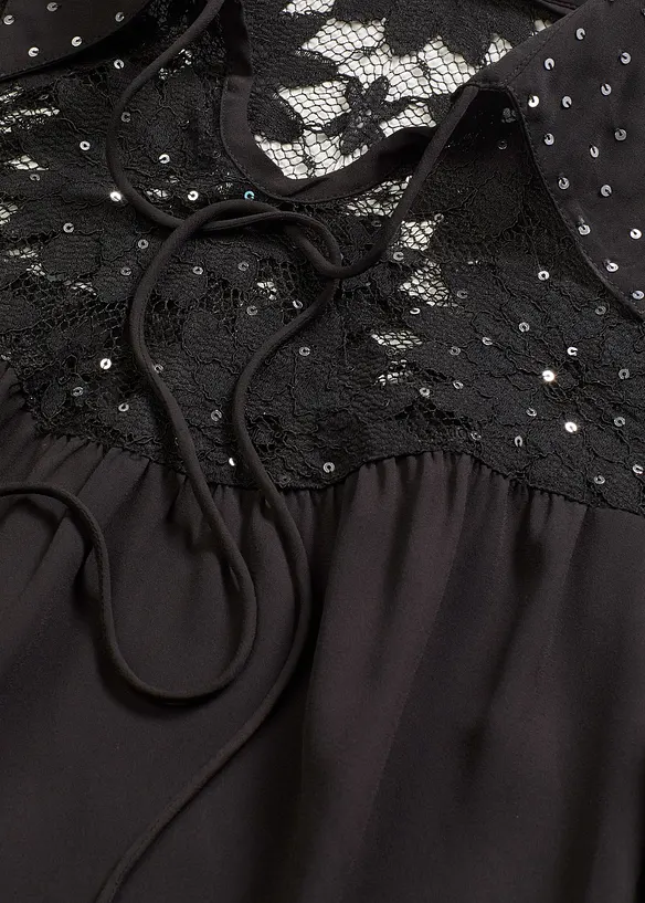 Blusa con colletto e pizzo, bonprix