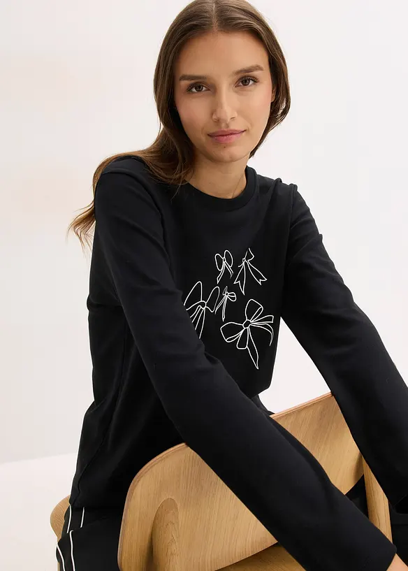 Maglia a maniche lunghe in puro cotone biologico, bonprix