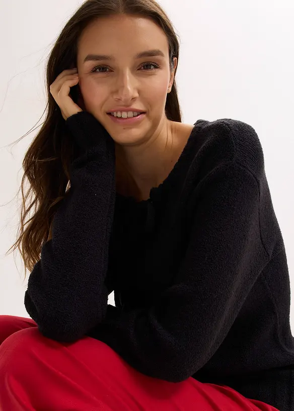 Maglione in filato grosso con laccetto, bonprix