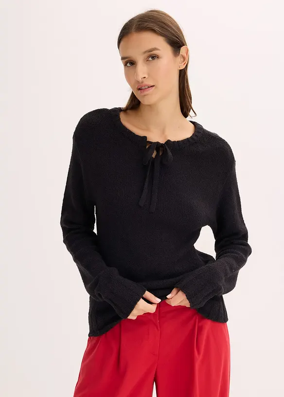 Maglione in filato grosso con laccetto, bonprix
