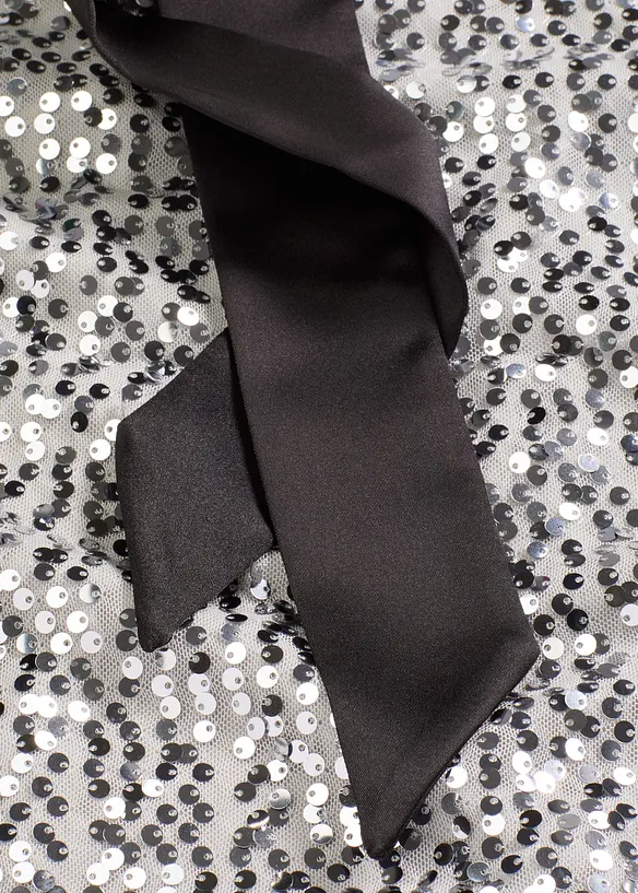 Abito in paillettes con fiocco, bonprix