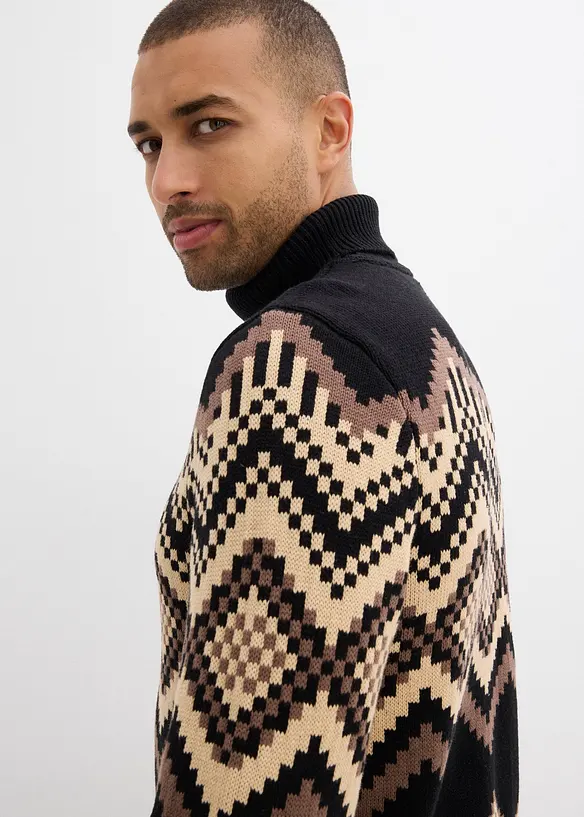 Maglione a collo alto in fantasia ikat, bonprix
