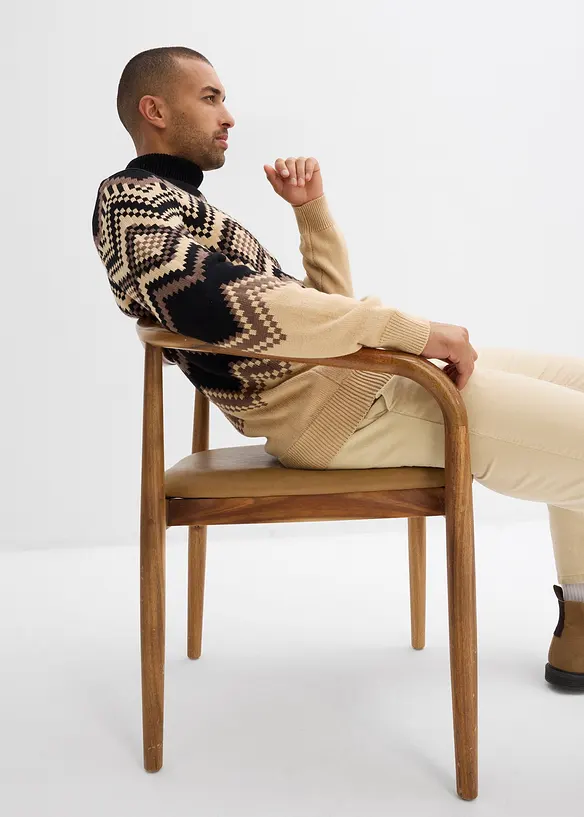 Maglione a collo alto in fantasia ikat, bonprix