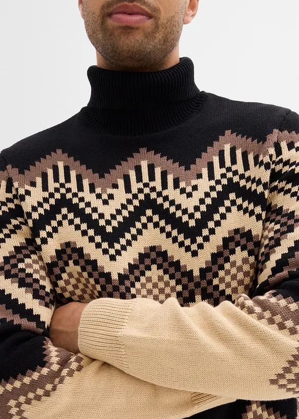 Maglione a collo alto in fantasia ikat, bonprix