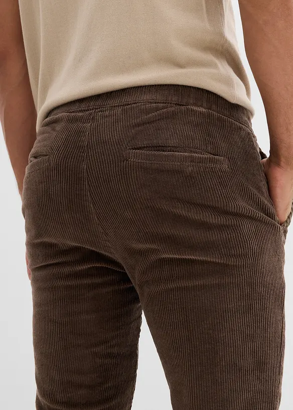 Pantaloni termici in velluto a coste con elastico in vita e fodera in flanella regular fit, straight, bonprix