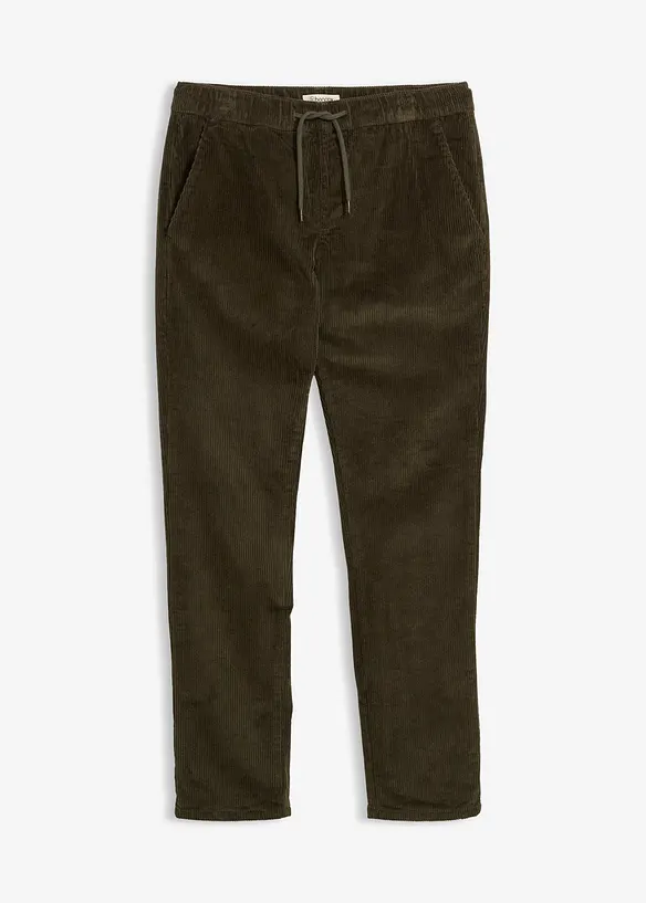 Pantaloni termici in velluto a coste con elastico in vita e fodera in flanella regular fit, straight, bonprix