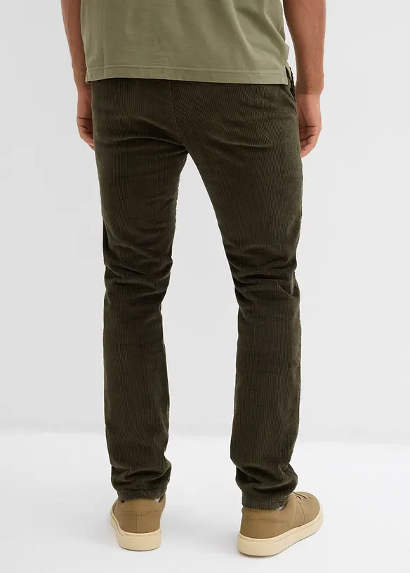 Pantaloni termici in velluto a coste con elastico in vita e fodera in flanella regular fit, straight, bonprix