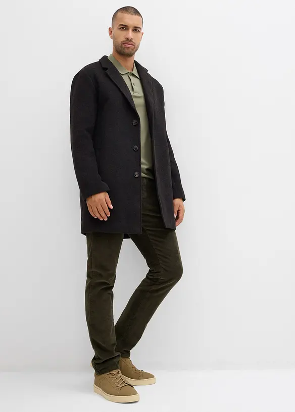 Pantaloni termici in velluto a coste con elastico in vita e fodera in flanella regular fit, straight, bonprix