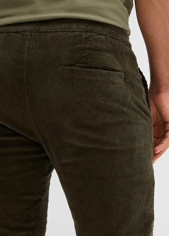 Pantaloni termici in velluto a coste con elastico in vita e fodera in flanella regular fit, straight, bonprix