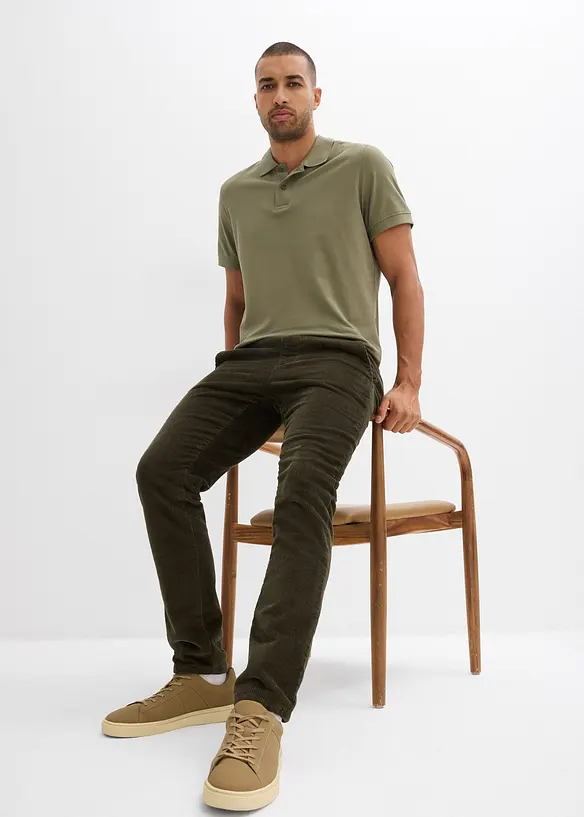 Pantaloni termici in velluto a coste con elastico in vita e fodera in flanella regular fit, straight, bonprix