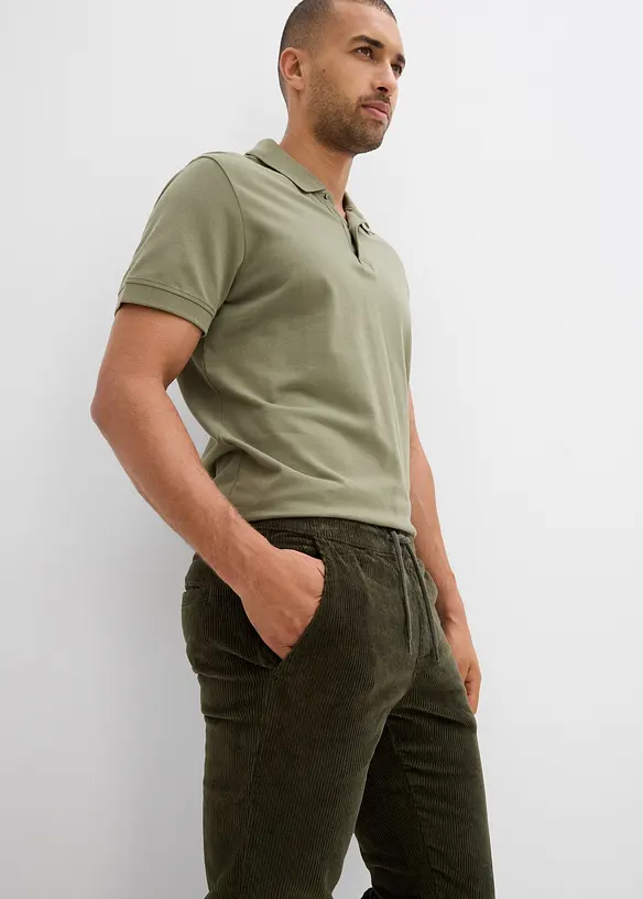 Pantaloni termici in velluto a coste con elastico in vita e fodera in flanella regular fit, straight, bonprix
