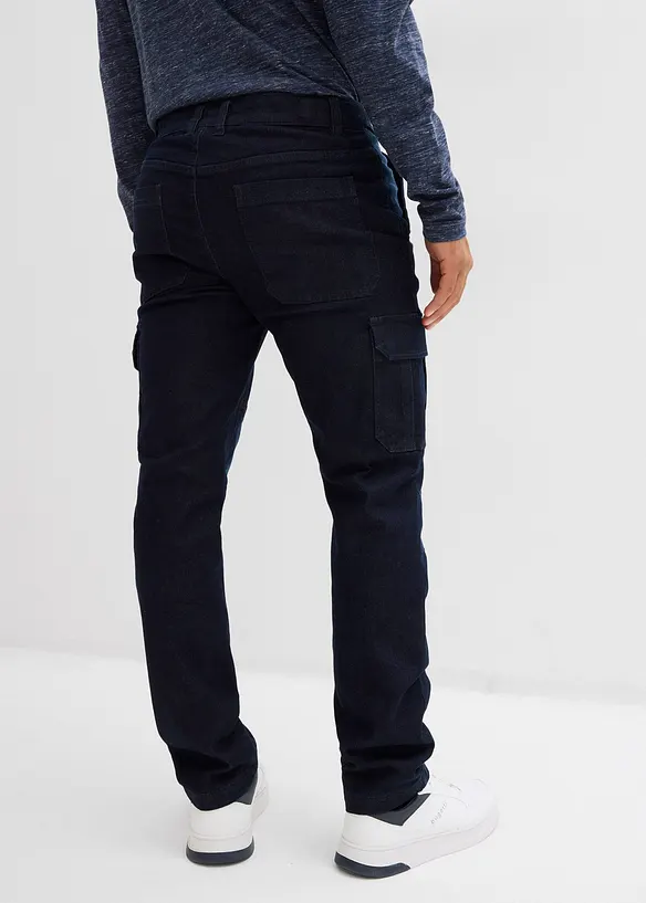 Jeans cargo termici con cinta comoda e fodera in flanella regular fit, straight, bonprix