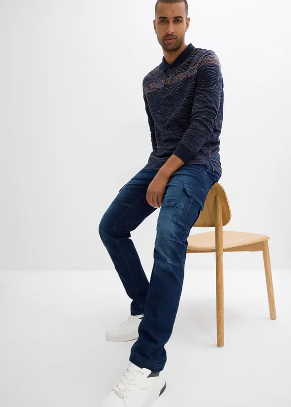 Jeans cargo termici con cinta comoda e fodera in flanella regular fit, straight, bonprix